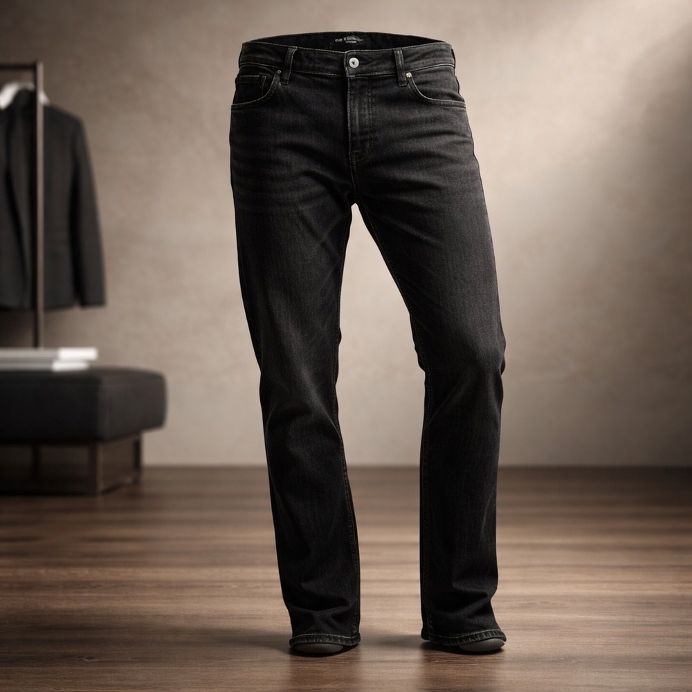 Kayden K Slim Straight Jeans Mens 38x32 Black Good Stretch Denim Pants